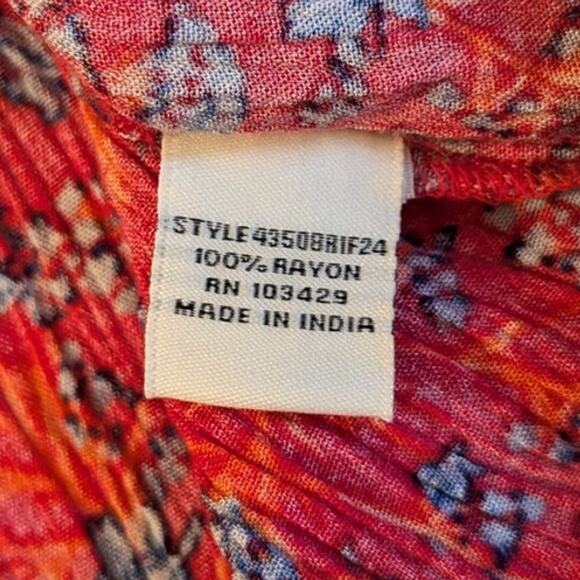 Caffé Marrakesh Square Neck Floral Boho Peasant Blouse Flutter Sleeve Red Small - Picture 4 of 5